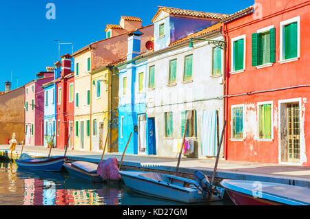 Case colorate di Burano Venezia Italia Foto Stock