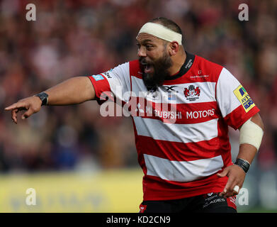 John Afoa di Gloucester durante l'Aviva Premiership match al Kingsholm Stadium di Gloucester Foto Stock