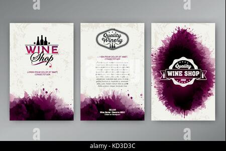 Modelli di progettazione di sfondo le macchie di vino. Adatto per promozioni, brochure, degustazioni di vino, presentazione o la lista dei vini. Boceto del vettore, Illustrazione Vettoriale