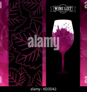 Modello per la lista dei vini. Wineglass illustrazione. Illustrazione Vettoriale