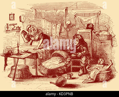 Charles Dickens 'The Old Curiosity Shop'. Pubblicato per la prima volta nel 1841. Descrizione della scena: Kit a casa. Capitolo dieci. Illustrazione di Hablot K Browne ' Phiz' (1815-1882). CD: Romanziere inglese 7 febbraio 1812 – 9 giugno 1870 Foto Stock