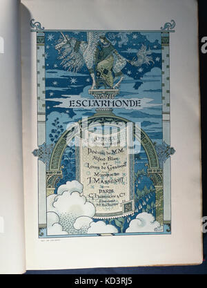 Jules Massenet 's opera Esclarmonde - Pagina del titolo al punteggio contemporanea. Il compositore francese, 12 maggio 1842 - 13 agosto 1912. Foto Stock