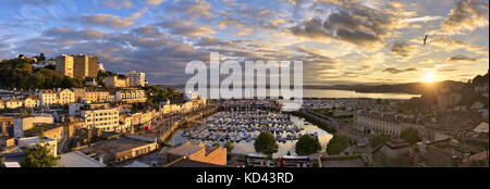 Gb - devon: vista panoramica del porto di Torquay e città Foto Stock