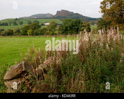 Vista sui campi per il roaches, il Peak District, Staffordshire, Regno Unito Foto Stock