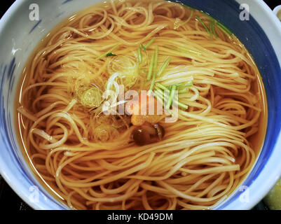 Inaniwa Udon in brodo di zuppa (una popolare varietà di udoni della prefettura di Akita) Foto Stock