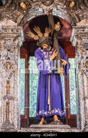 Pala d'altare del Señor de Passion, opera barocca di Cayetano da Costa del 1770, nella Chiesa di El Salvador, Siviglia, Andalusia, Spagna Foto Stock