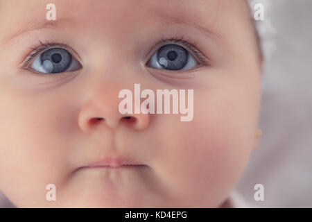 Ritratto di un smilling Baby girl su sfondo bianco Foto Stock