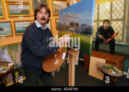 Jack Russell pittura presso la sua galleria in chipping sodbury Foto Stock