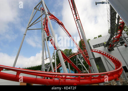 La forza G roller coaster in costruzione a Drayton Manor Park, Staffordshire. Foto Stock