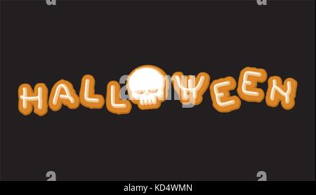 Halloween cookie lettering simbolo. tipografia di cookies lettere. illustrazione vettoriale Illustrazione Vettoriale