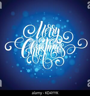 Buon Natale lo script della grafia lettering auguri di Natale sfondo con i fiocchi di neve. illustrazione vettoriale Illustrazione Vettoriale