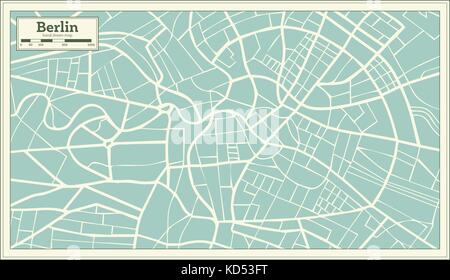 Berlino Germania mappa in stile retrò. Illustrazione Vettoriale. Illustrazione Vettoriale