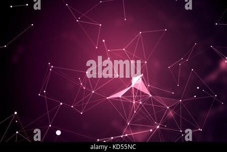 Abstract spazio poligonale sfondo viola con bassa poli il collegamento di punti e linee di collegamento - struttura - hud futuristico lo sfondo dell'illustrazione Foto Stock