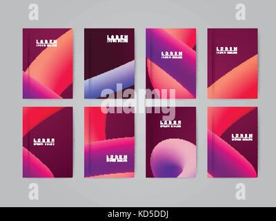 Set di colorati alla moda di 3D linee ondulate Flyer template vettoriale sfondo Illustrazione Vettoriale