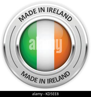 Medaglia d argento realizzati in Irlanda con bandiera Illustrazione Vettoriale