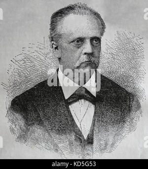 Hermann von Helmholtz (1821-1894). tedesco medico e fisico. incisione, nuestro siglo, 1883, Barcellona. Foto Stock