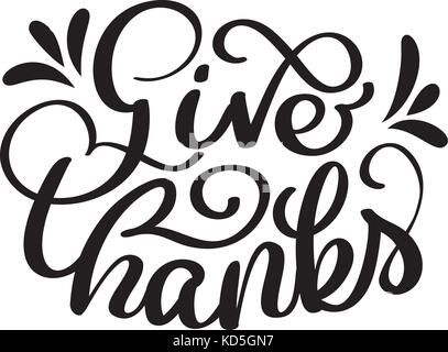 Disegnato a mano tipografia ringraziamento poster. celebrazione felice preventivo per cartolina. icona logo o badge. vettore stile vintage calligraphy Illustrazione Vettoriale