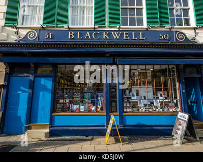 L'originale Blackwell's Bookshop, Broad Street, Oxford, Oxfordshire, England, Regno Unito, GB. Foto Stock