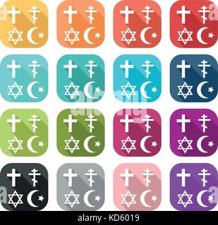 Icona di simboli di diverse religioni Illustrazione Vettoriale