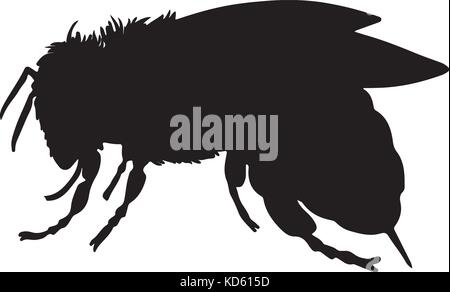 Bee nero silhouette vettoriali Illustrazione Vettoriale