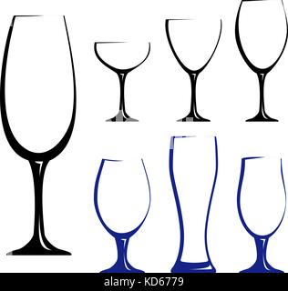 Silhouette nera di occhiali Illustrazione Vettoriale