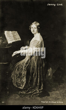 Jenny Lind suonare il pianoforte. Soprano svedese, 1820-1887. E Breitkopf Hartel Foto Stock