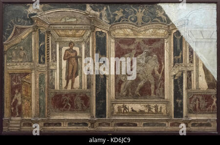 Napoli. L'Italia. Affrescata in rilievo a stucco (I secolo D.C.) dalla casa di Meleagro (Casa di Meleagro), Pompei. Museo Archeologico Nazionale di Na Foto Stock