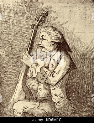 Carl Friedrich Abel caricatura holding viola da gambaGerman compositore e musicista, viola da gamba viirtuoso, 22 Dicembre 1723 - 20 giugno 1787. Attacco mediante W N Gardiner, 1787 Foto Stock