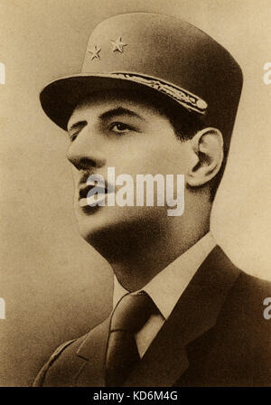 Général de Gaulle, in uniforme militare. Il Ministro francese della guerra durante la II Guerra Mondiale, Presidente 1944-1946, 1890 -1970 Photo-Edition, Bruxelles Foto Stock