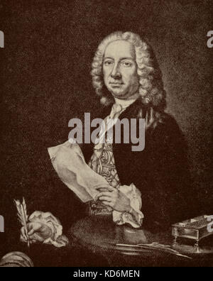 Francesco Geminiani - ritratto. Autore del primo metodo di violino. L'Italiano violinista e compositore. Allievo di Corelli. 5 Dicembre 1687 - 17 settembre 1762.