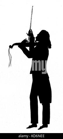PAGANINI, Niccolo - Silhouette a suonare il violino. Italiano violinista virtuso ( 1782 - 1840 ) Foto Stock