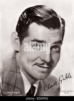 Clark Gable, firmato ritratto. Attore statunitense, 2 febbraio 1901 - 16 novembre 1960. Foto di pubblicità. Foto Stock