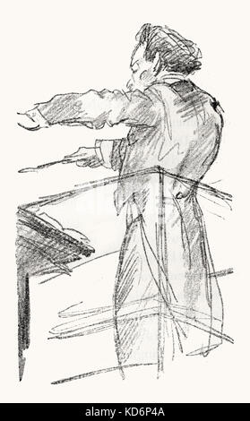 Selmar Meyrowitz - Ritratto del direttore francese, conducendo tenendo un testimone. 18 Aprile 1875 - 24 Marzo 1941. Da Emil Orlik, artista ceco e illustrator, 21 Luglio 1870 - 28 settembre 1932. Foto Stock