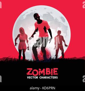 Un gruppo di scarnatura mangiare morti zombie. illustrazione vettoriale Illustrazione Vettoriale