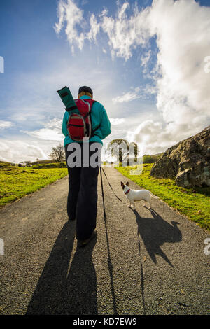 Kentmere, staveley, cumbria, Regno Unito. Decimo oct, 2017. notizie meteo. un opaco e umido per iniziare la giornata ma un bel pomeriggio nei laghi clima perfetto per prendere il cane fuori per una passeggiata. Credito: gary telford/alamy live news Foto Stock