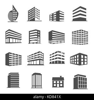 Edilizia e Immobiliare set di icone vettore Foto Stock