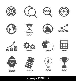 Ottimizzazione SEO e marketing set di icone vettore Foto Stock