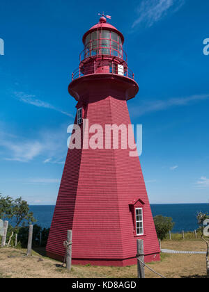 Faro, Phare de la Martre, La Martre, Gaspe, Quebec, Canada. Foto Stock