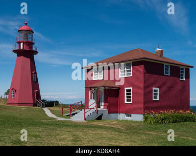 Faro, Phare de la Martre, La Martre, Gaspe, Quebec, Canada. Foto Stock