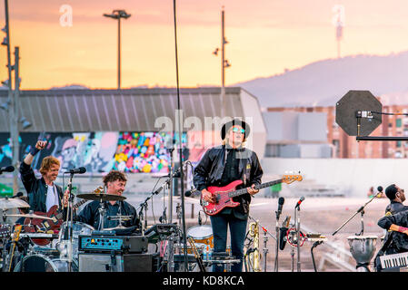 Barcellona - 1 giu: Arcade Fire (music band) eseguire in concerto al suono di Primavera 2017 Festival il 1 giugno 2017 a Barcellona, Spagna. Foto Stock