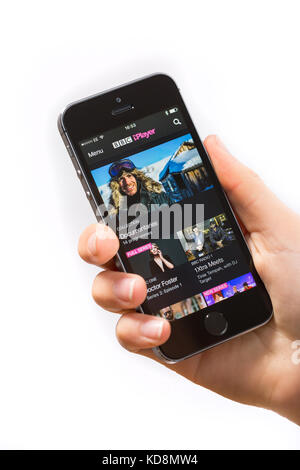 BBC iPlayer app su un telefono cellulare Foto Stock