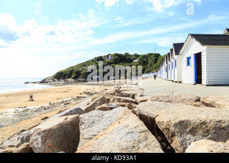 Francia, Manche (50), del Cotentin, Barneville-Carteret, les cabine de bain de la plage de la Potinière // Francia, Manche, Cotentin, BARNEVILLE CARTERET, Foto Stock