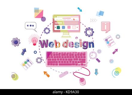 Web design concept processo creativo sviluppo software banner di programmazione Illustrazione Vettoriale