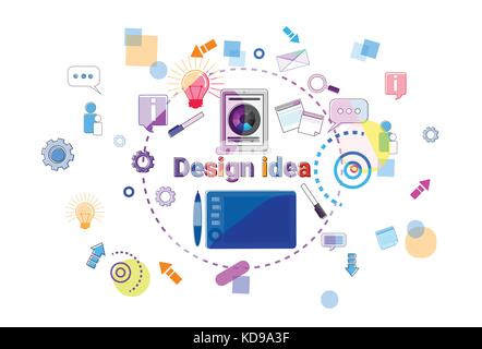 Web design idea concetto processo creativo sviluppo software banner di programmazione Illustrazione Vettoriale