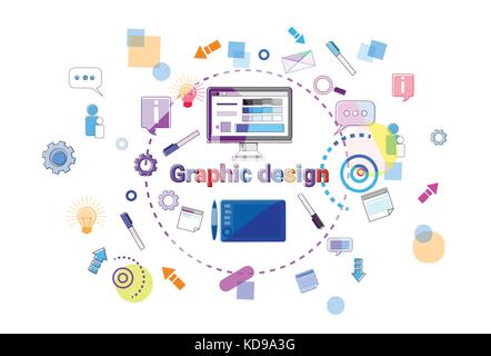 Graphic design idea concetto processo creativo sviluppo web banner di programmazione Illustrazione Vettoriale