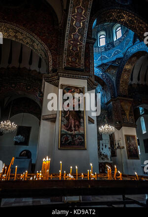 Armenia, gli interni della Cattedrale di Etchmiadzin - "la discesa del Figlio unigenito' - Il tempio principale della Chiesa apostolica armena. Foto Stock