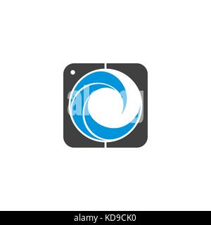 Lettera c fotocamera wave design logo vector Illustrazione Vettoriale