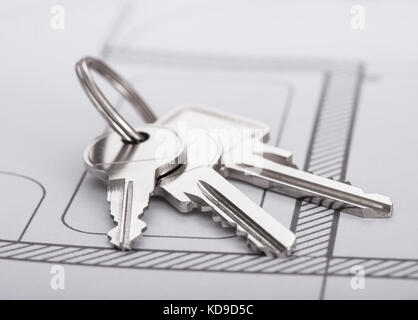 Close-up Foto di tasti sul piano architetturale Foto Stock