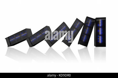 Ultima lavorazione server mentre il resto sono schiantato. Isolato su sfondo bianco Foto Stock