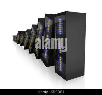 Ultima lavorazione server mentre il resto sono schiantato. Isolato su sfondo bianco Foto Stock